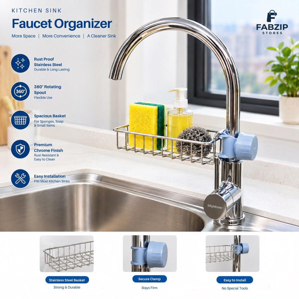 Faucet sponge holder